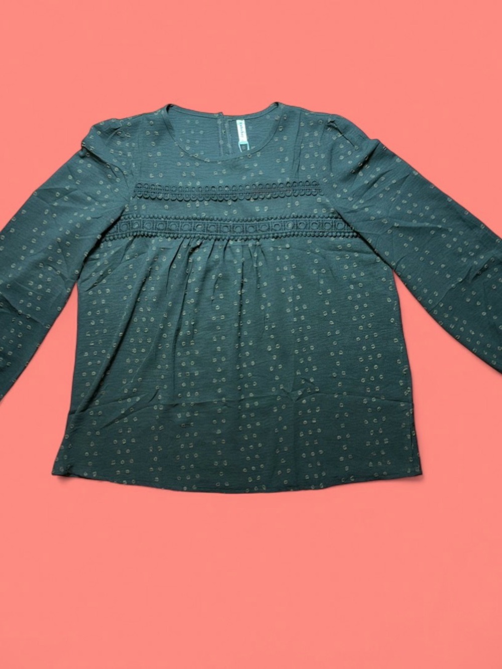 Falechay Olive Eyelet Peasant Blouse